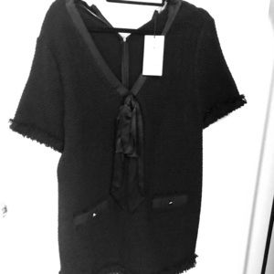 Zara Black Tweed Dress with Bow